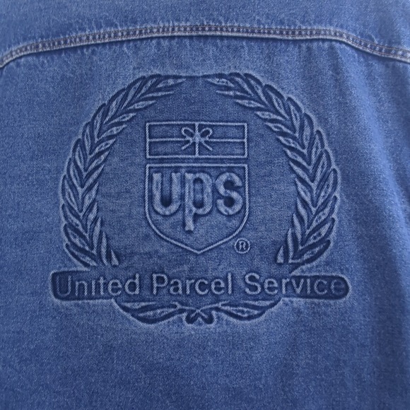 Vintage 90s United Parcel Service Denim Jacket Mens Large Blue Jean Jacket UPS